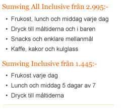 Sunwing Inclusive och All Inclusive